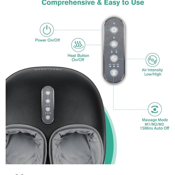 Medcursor MDFM400 Black Gray Pain Relief Heated Shiatsu Foot Massager, - Picture 9 of 12